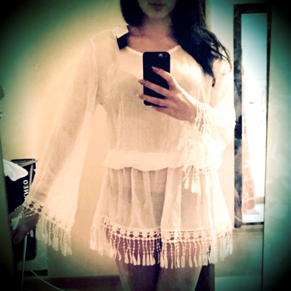 Summer Fringe Sexy Beach Bikini Sheer Swim Coverup - Picture 3 of 8