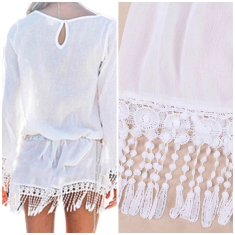 Summer Fringe Sexy Beach Bikini Sheer Swim Coverup - Picture 6 of 8