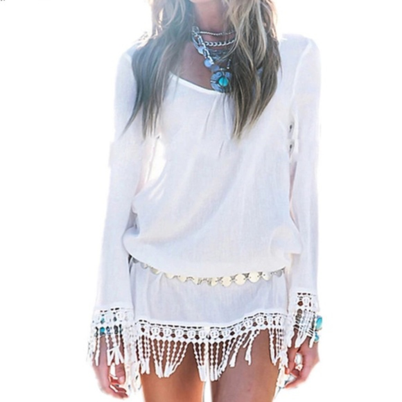 Summer Fringe Sexy Beach Bikini Sheer Swim Coverup - Picture 2 of 8