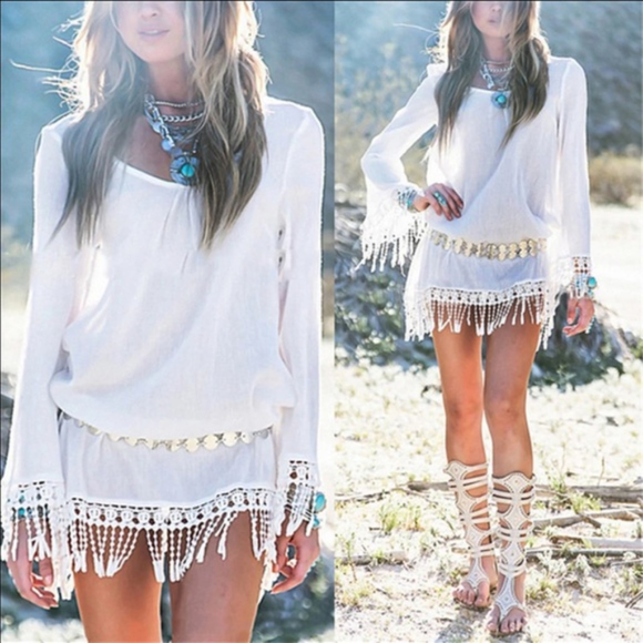 Summer Fringe Sexy Beach Bikini Sheer Swim Coverup - Picture 8 of 8