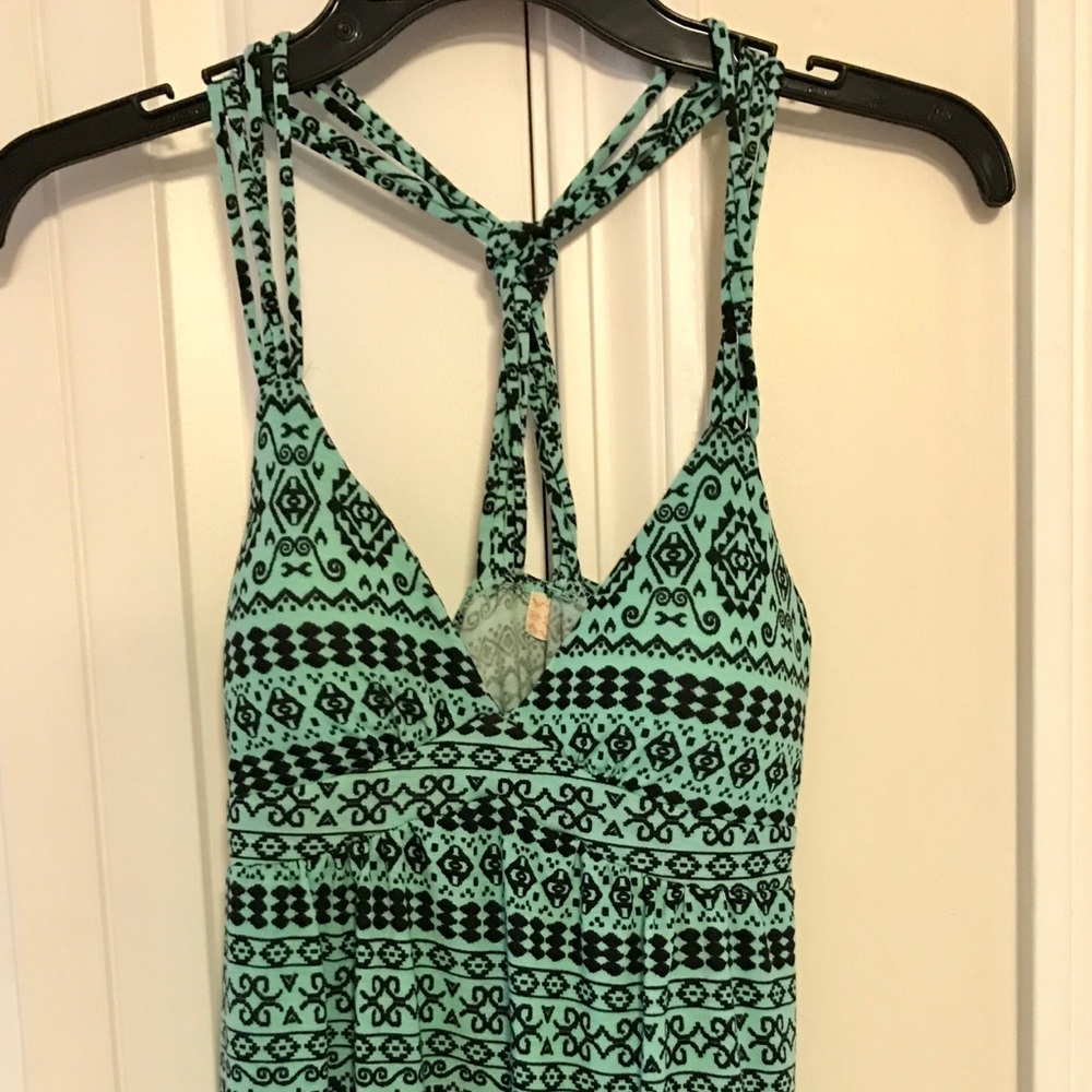 Strappy tribal print tank with padded breasts