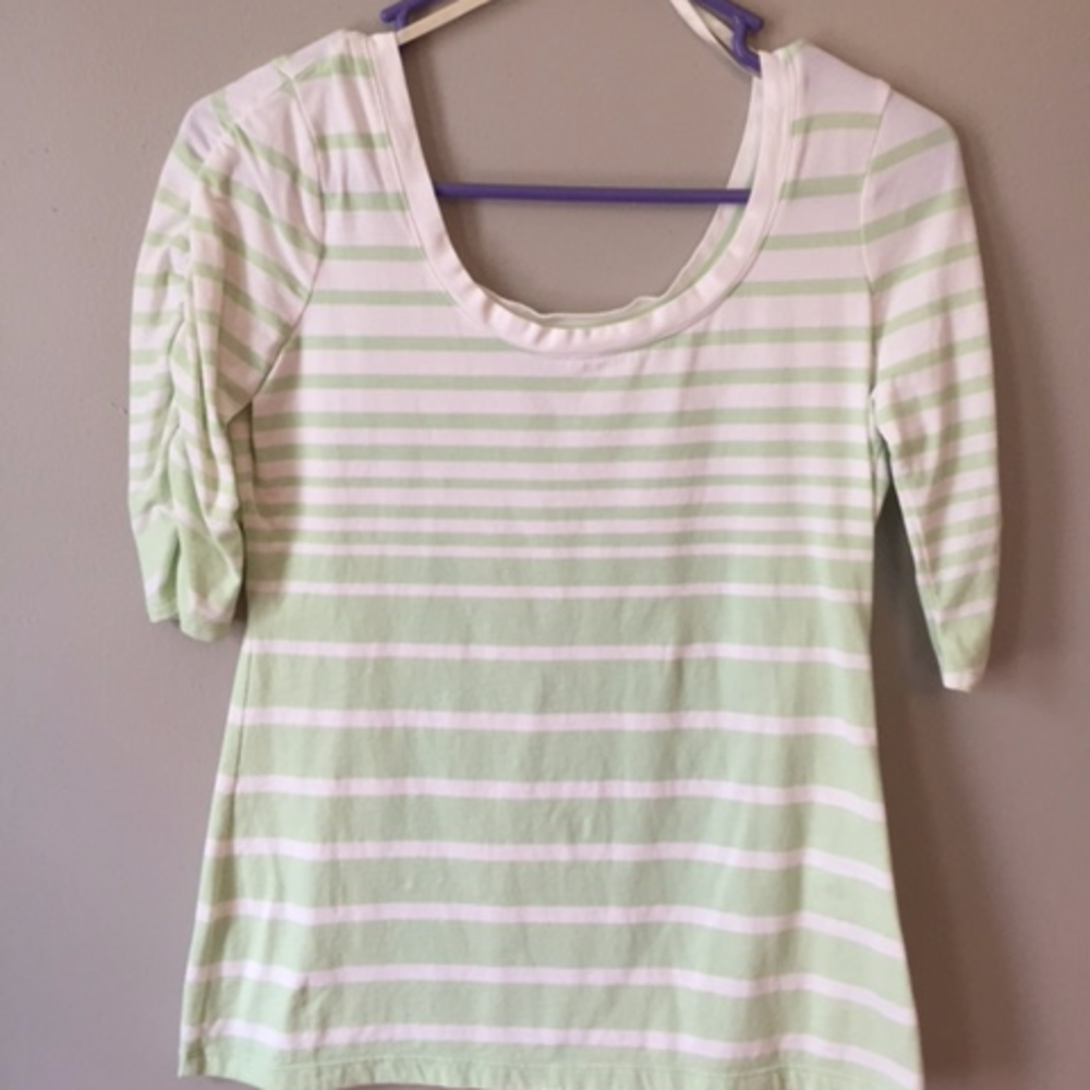 3/4 length NY&C Green stripped shirt