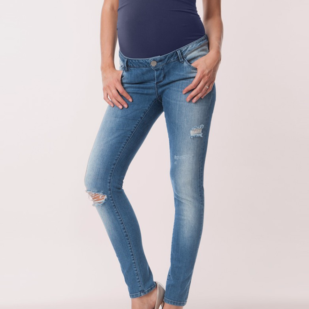 Seraphine Over-Bump Ripped Skinny Maternity Jeans