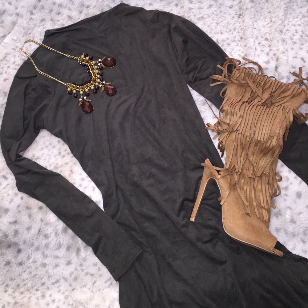 Suede long sleeve dress