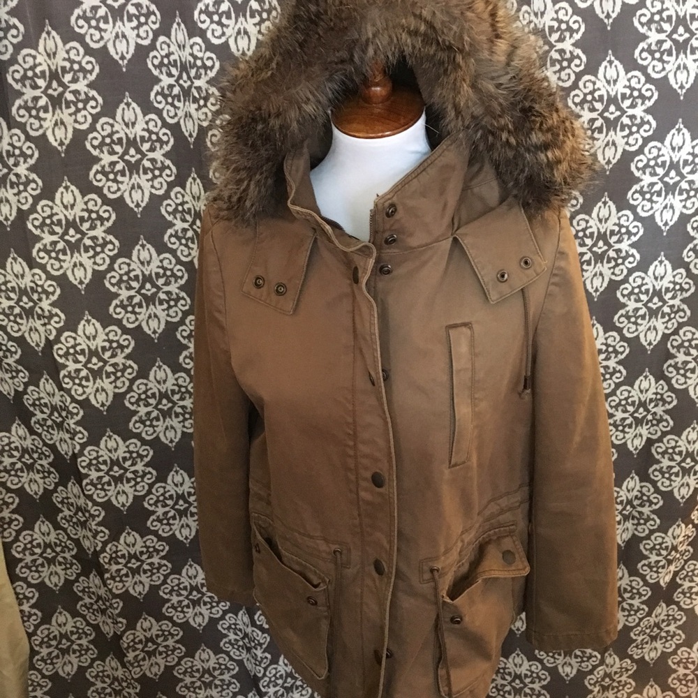 LOFT safari jacket with fur-lined collar