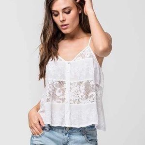 Patrons of Peace white lace tank