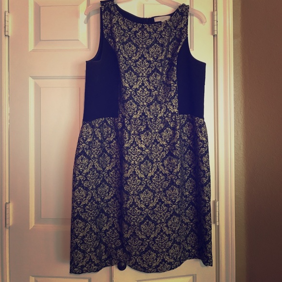LOFT Dresses & Skirts - LOFT Black and Gold Brocade Shift Dress