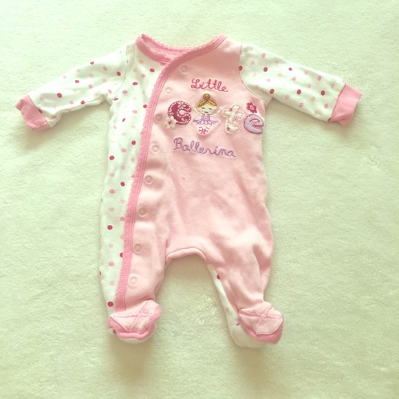 Newborn pink and white ballerina pajamas PJs - Picture 1 of 3