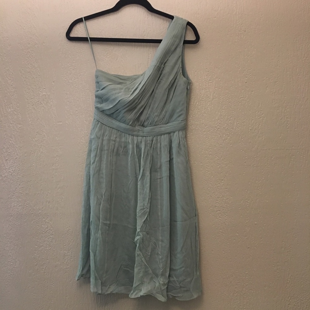 JCrew One Shoulder Dusty Shale Bridesmaid Dress