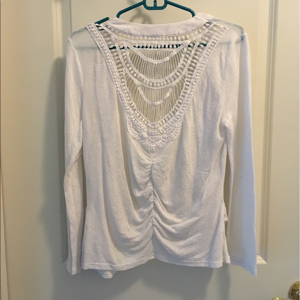 lightweight white cardigan with lace back
