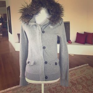 Abercrombie Grey Faux Fur trimmed hoodie