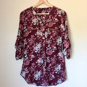 Floral 3/4" Sleeve Blouse