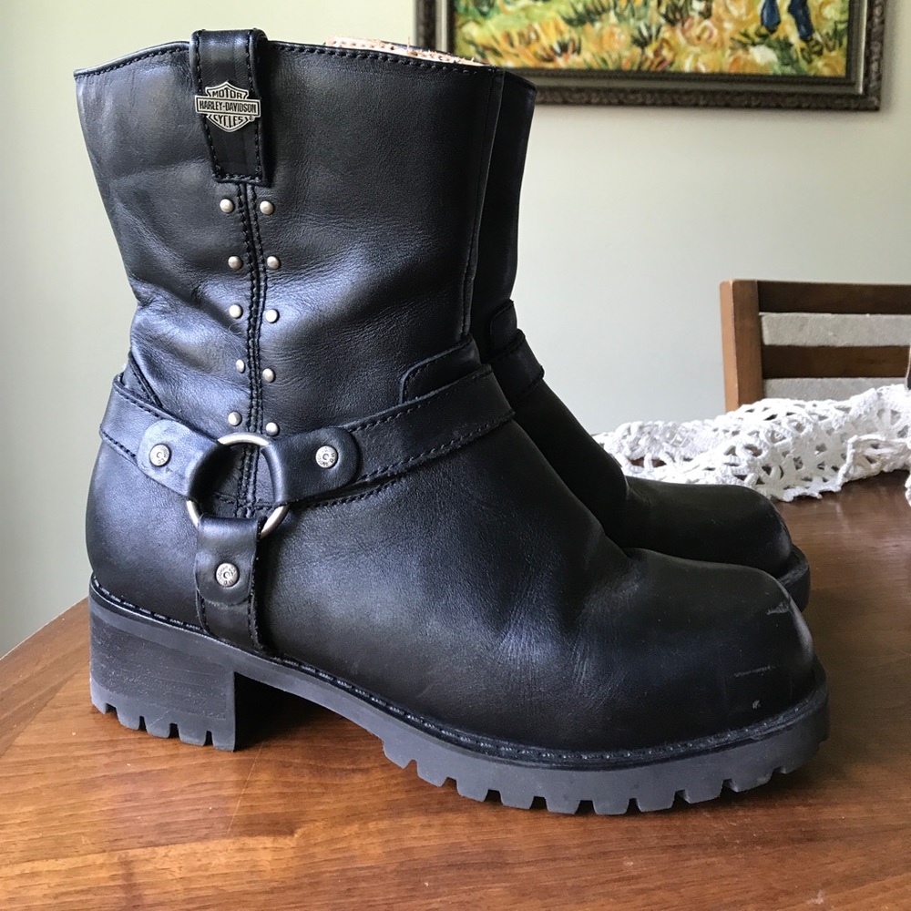 Black Leather Harley Davidson Boots