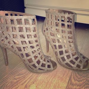 Gold High Heels with Sequins