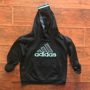 Adidas Boys Black & Blue Hoodie Great Condition