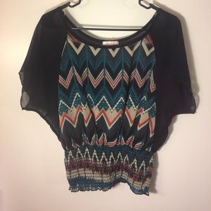 Multicolor Chevron Print Top