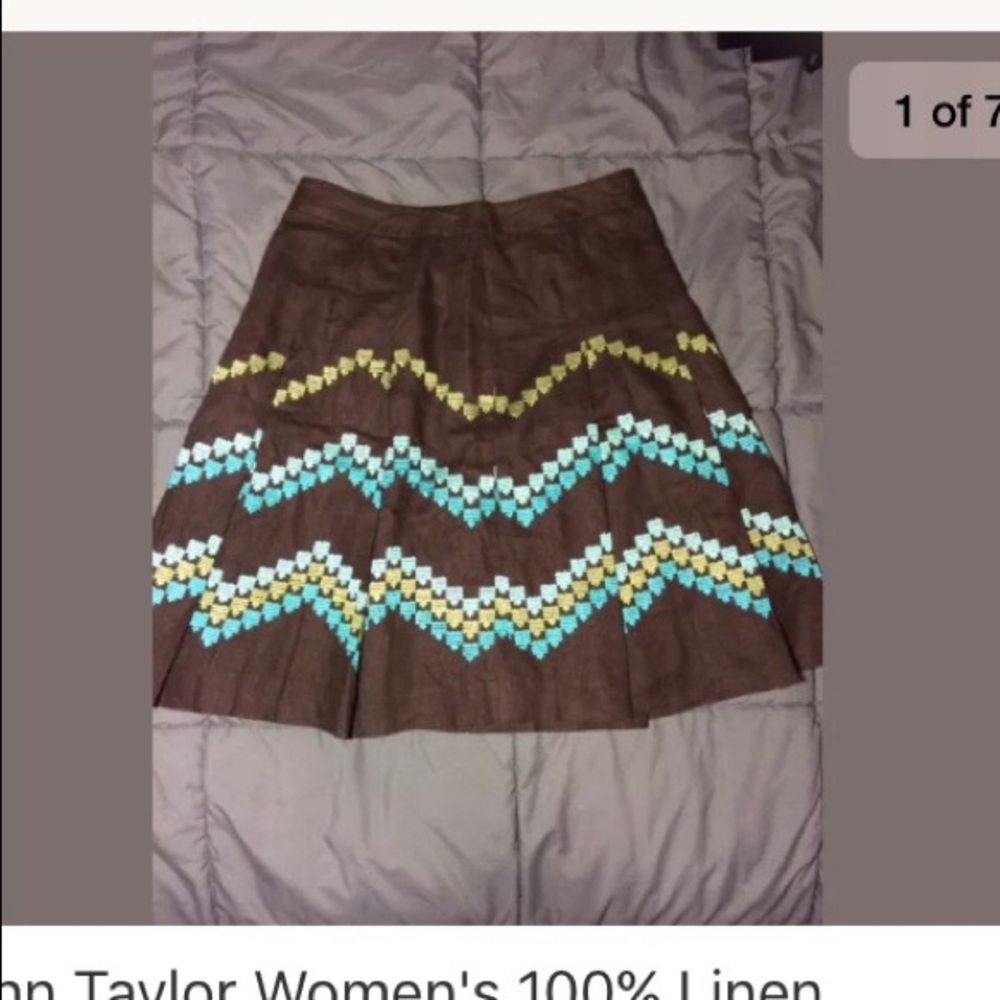 Ann Taylor A Line Embroidered Linen skirt