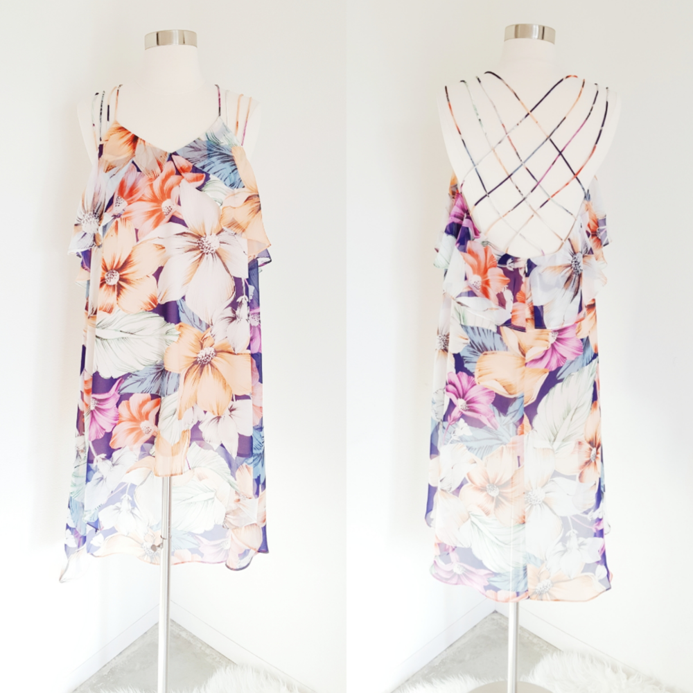 Floral Chiffon High-Low Dress