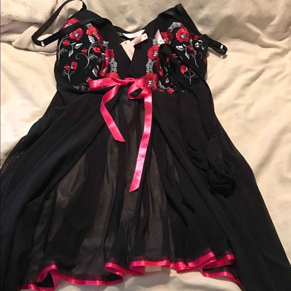 Gorgeous Embroidered Negligee with Underwire