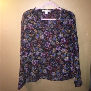 Forever 21 Flowery Multi-Color Long Sleeve Top.