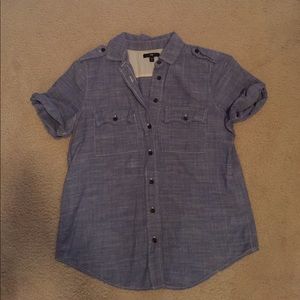 Denim button up short sleeve top