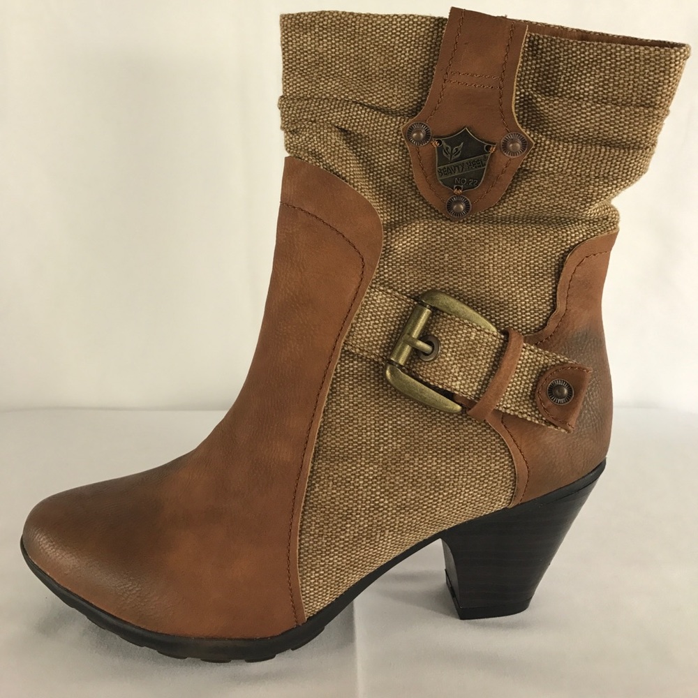 BEAUTY HEEL Coffee Toned Leather Booties