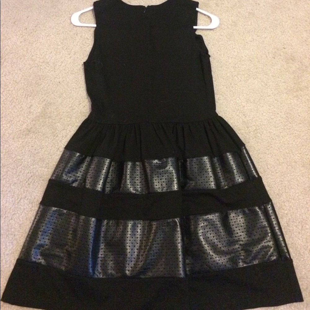 Black dress with leather detail