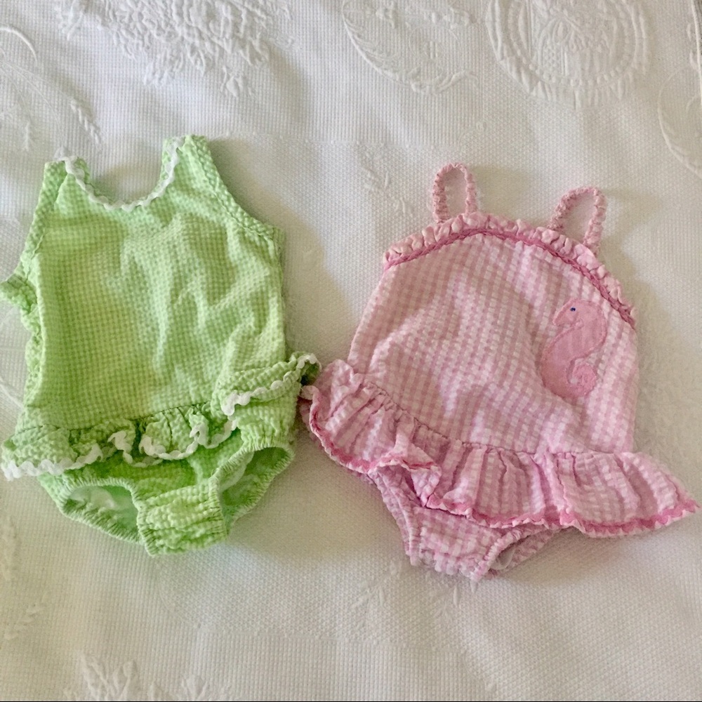 Girl seersucker swim suits