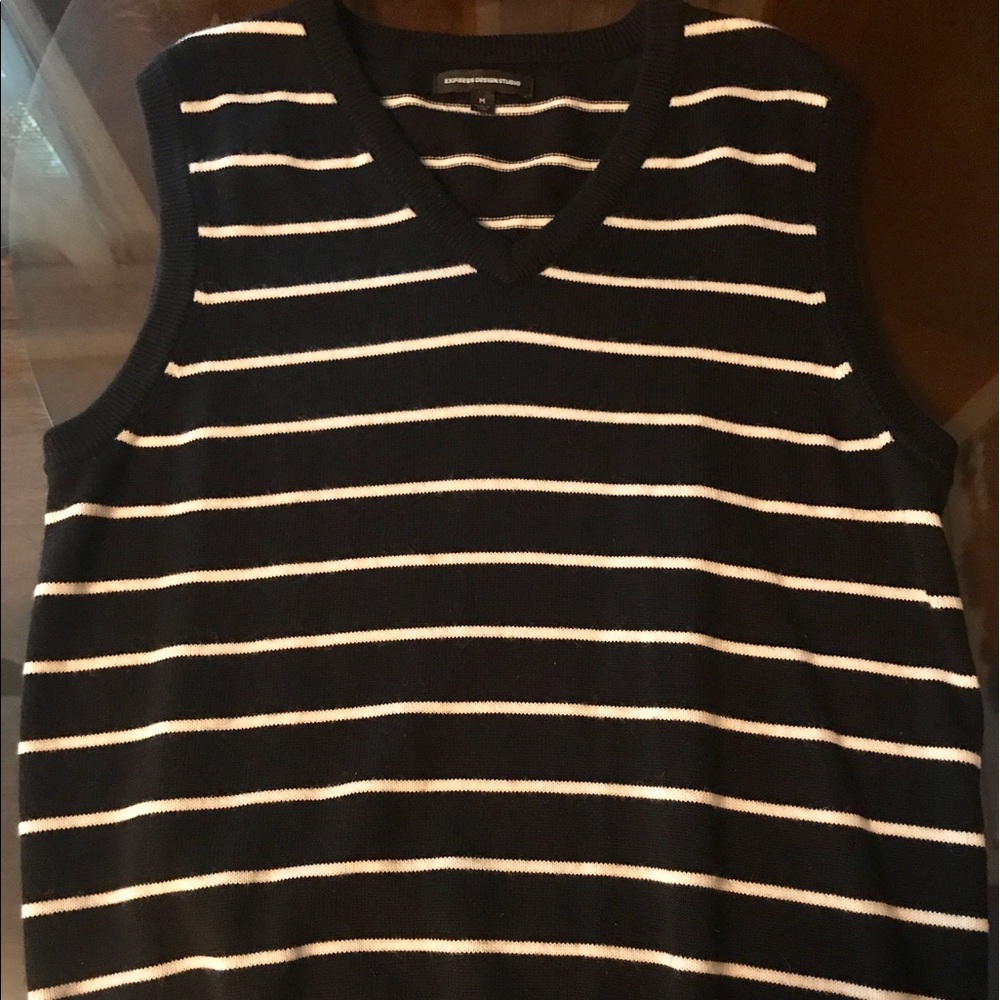 Black and White Striped sweater vest