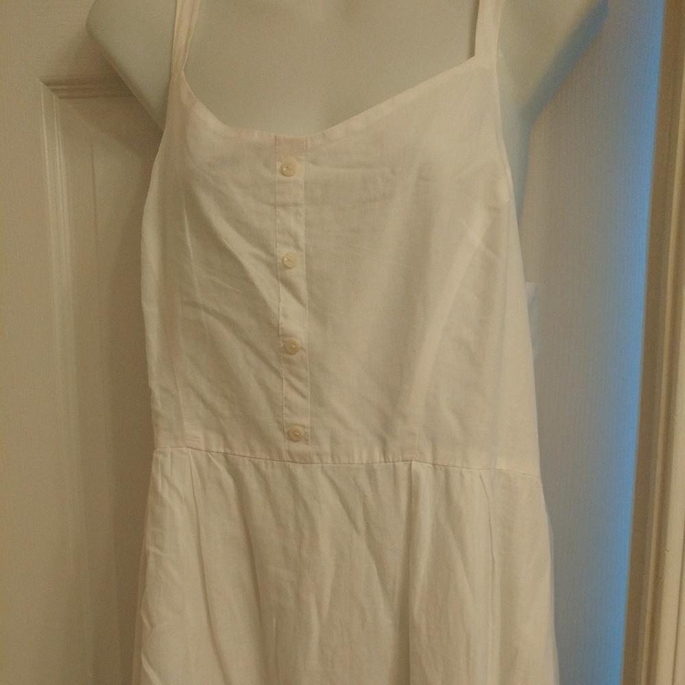 White summer dress with blue stittching