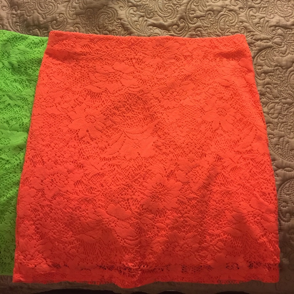 Orange and Green Miniskirts