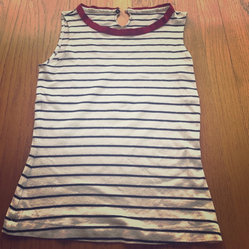 Sailor striped tank, red neck trim