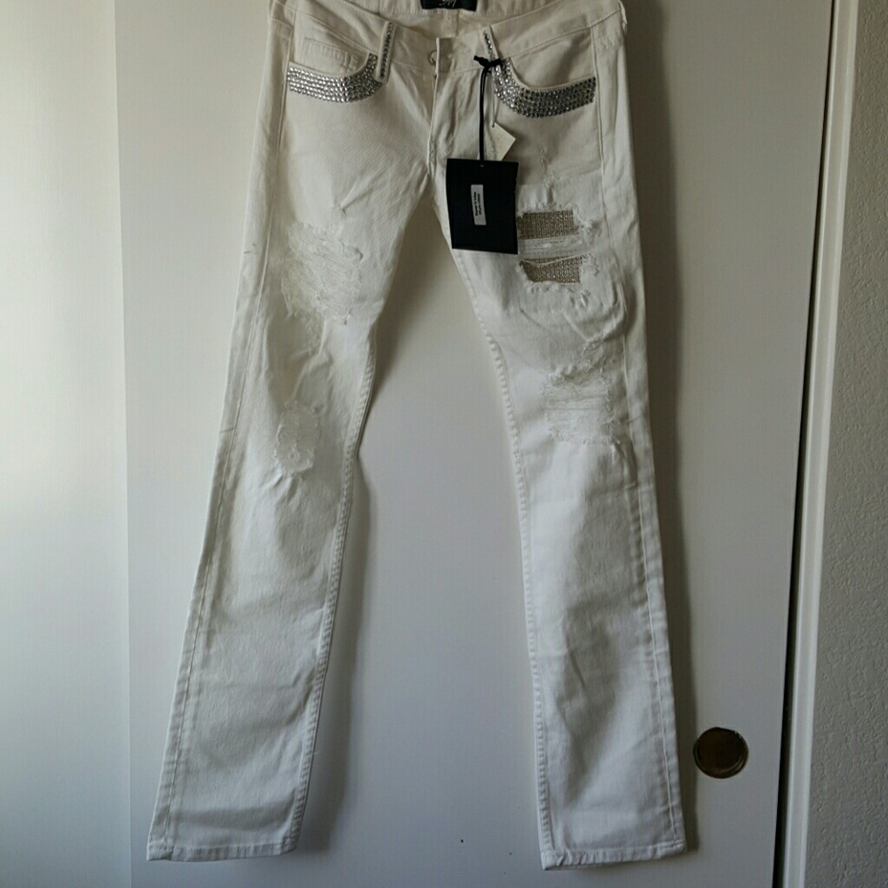 A7 jeans Swarovski crystals