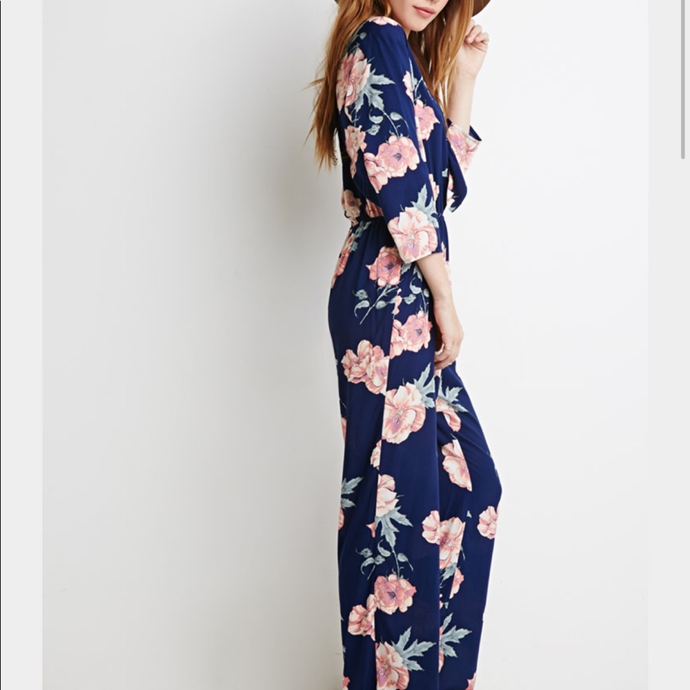 Forever 21 Jumpsuit - Navy and Pink Floral