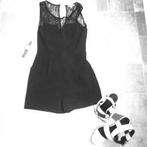 Women's Lace Romper Black