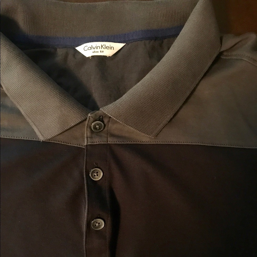 Black and Gray color block collard shirt