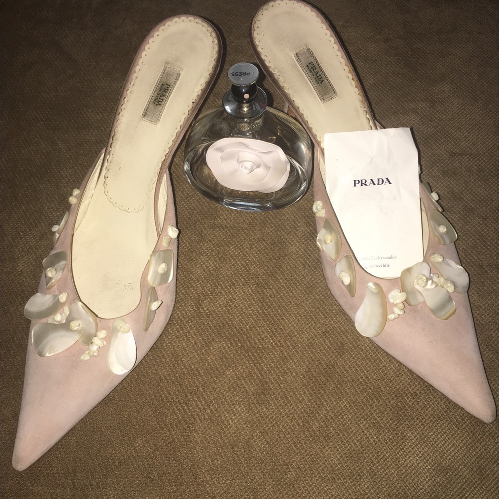 Vintage PRADA  Suede light cream women's Mule