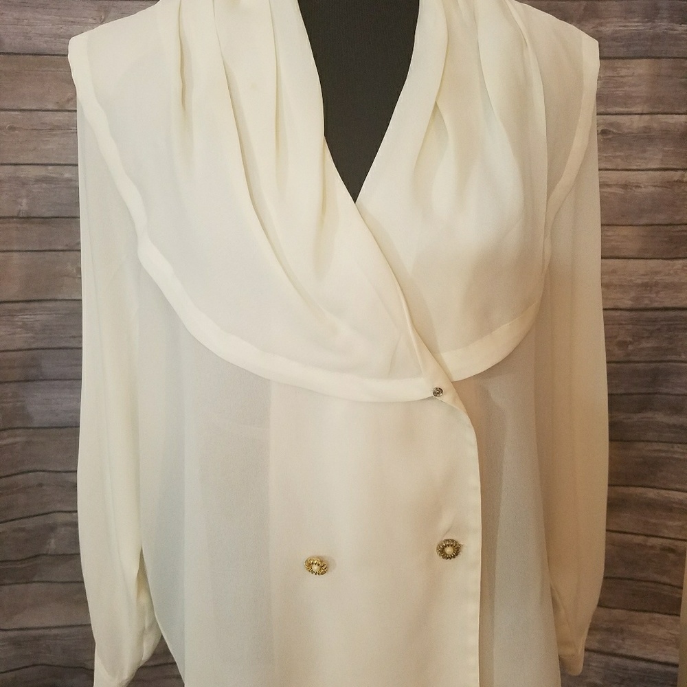 Laura & Jayne Two Collection White Sheer Blouse