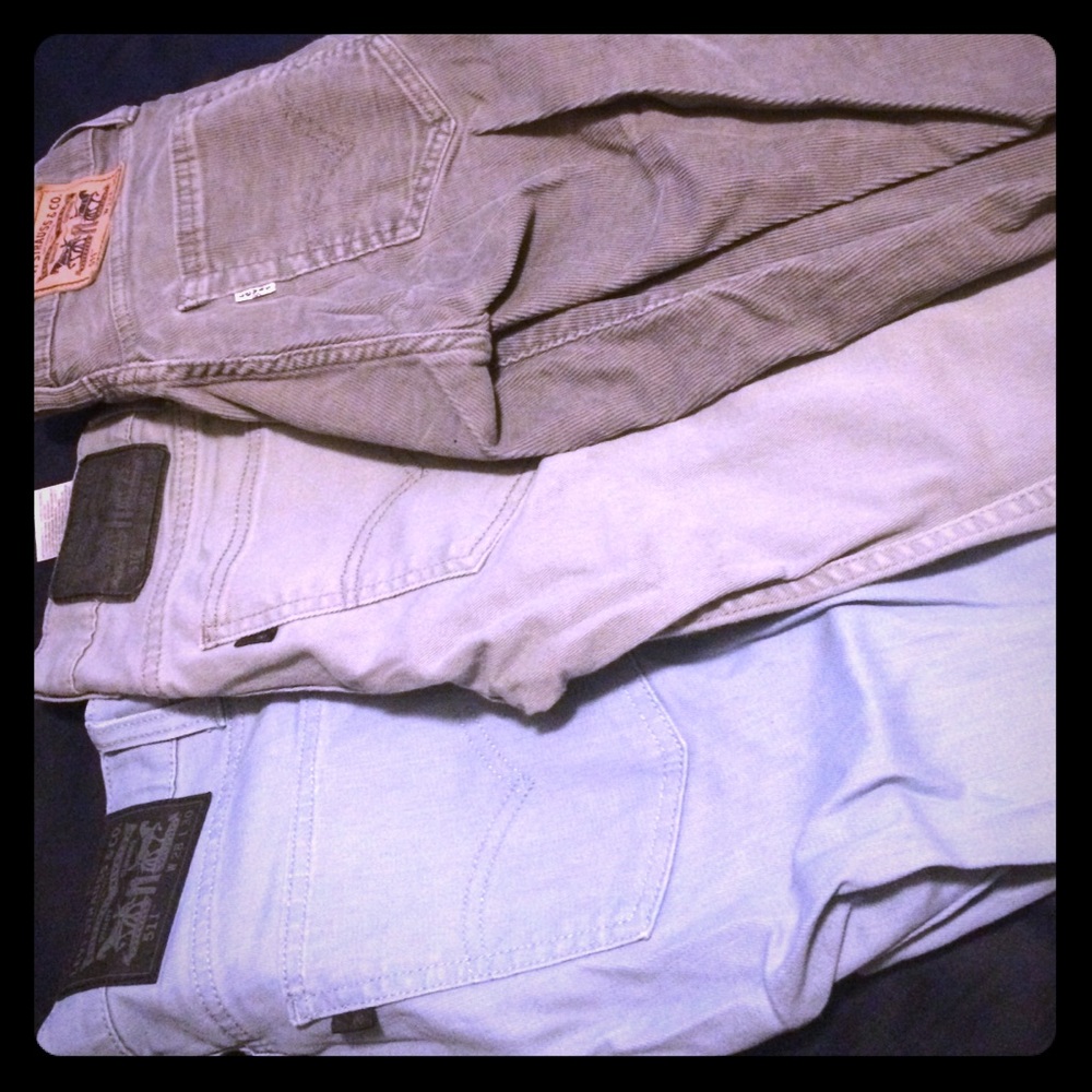 3 pairs of Levi's; 1 corduroy & 2  skinny jeans