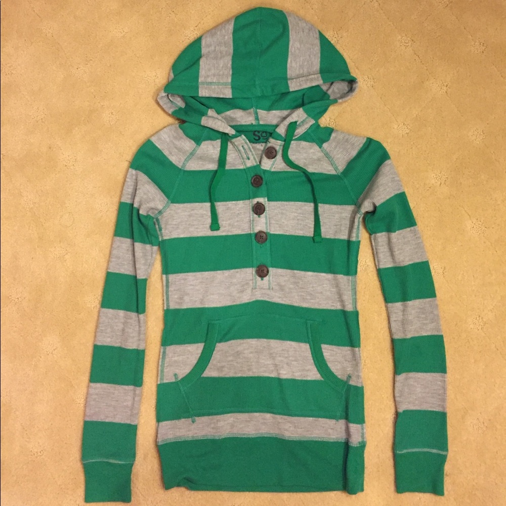SOLD: Junior's Striped Hoodie Top