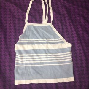 Blue and White Halter Top
