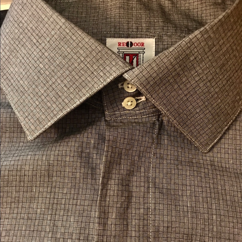 Gray silver long sleeve dress shirt. Custom made.