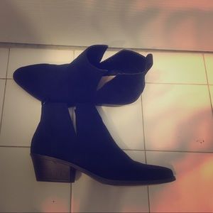 Navy blue booties from just fab