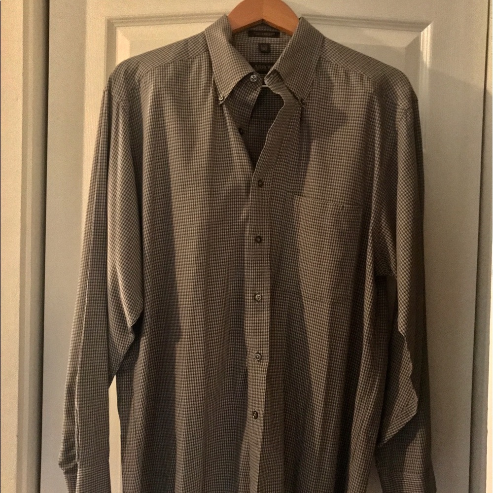Gray and black long sleeve dress shirt