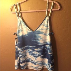 Forever 21 Blue&White Tie-Die/Cloud-Like Tank Top