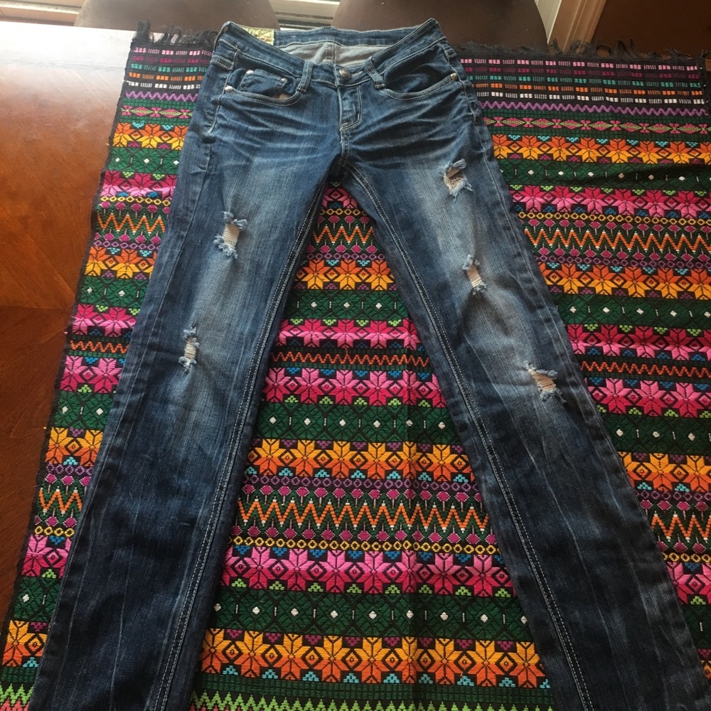 Machine distress Skinny  Jeans