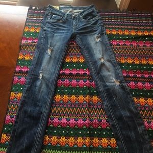 Machine distress Skinny Jeans