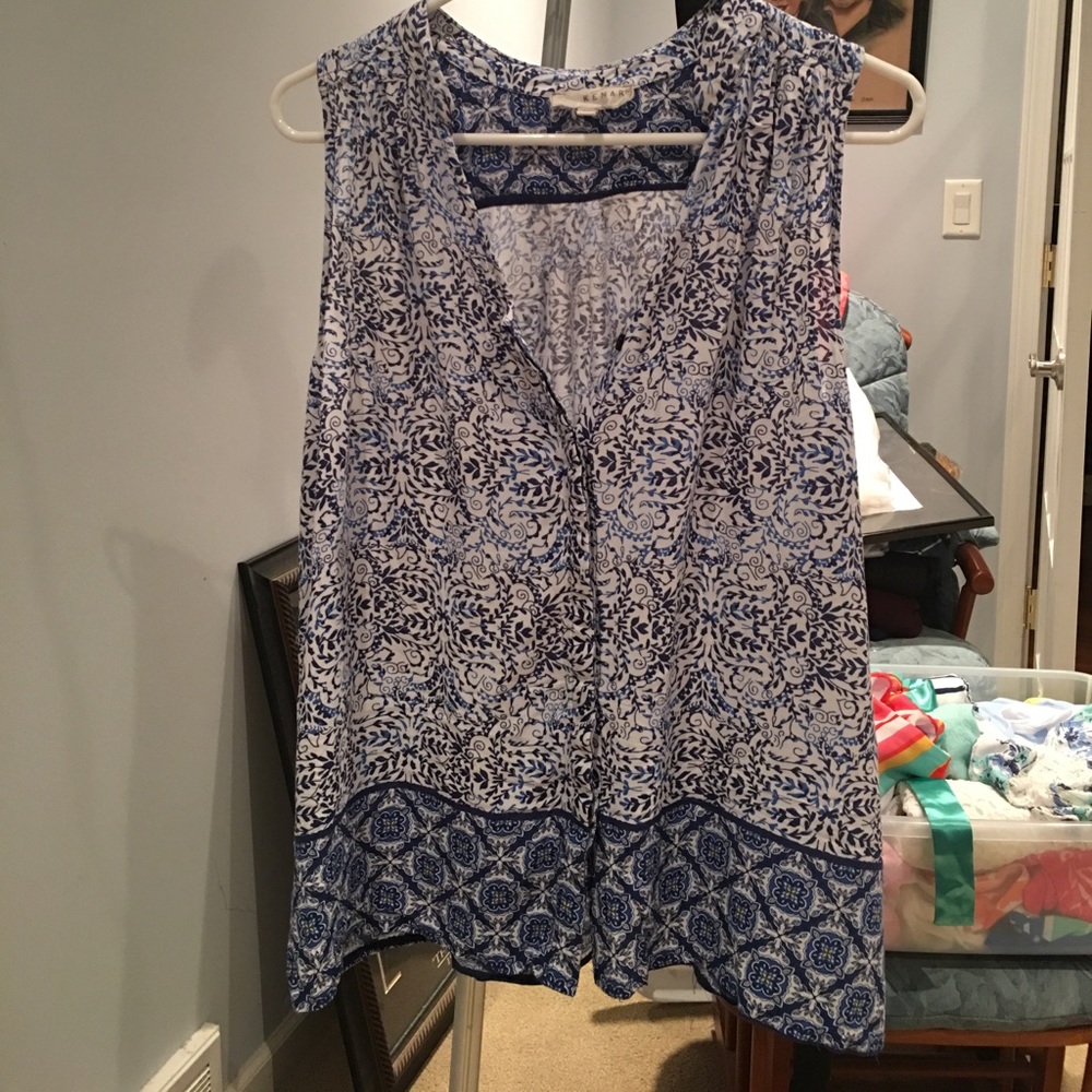 Beautiful Sleeveless blouse ikat pattern worn 2x