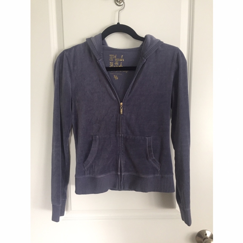 Velour hooded zip up