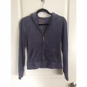Velour hooded zip up